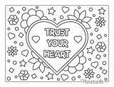 Heart Coloring Pages Kids Printable Trust Pdf Easy Adults sketch template