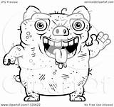 Pig Ugly Cartoon Outlined Waving Clipart Coloring Vector Cory Thoman Piglet Royalty Template Clipartof sketch template
