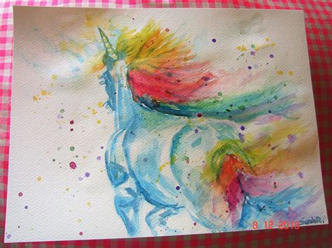 rainbow unicorn watercolour painting nursery wall art original etsy