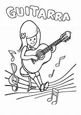 Guitarra Instrumentos Musicales Acciones Tocando Niña Alumnado Cucaluna Sonriente Abierta Clase Música sketch template