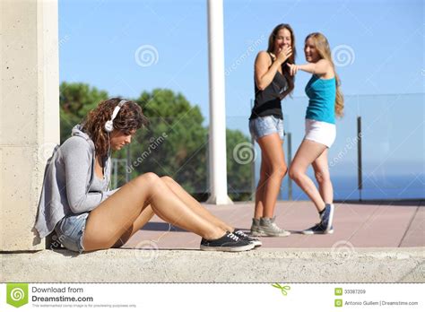 Two Teen Girls Bullying Another One Stock Image Image Of