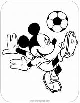 Mickey Soccer Mouse Coloring Pages Disneyclips Kicking Ball sketch template
