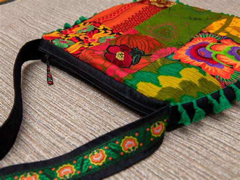 ethnic embroidery patchwork bag serene forest boho bag