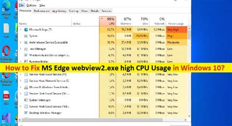 how to fix ms edge webview2 exe high cpu usage in windows 10 [steps