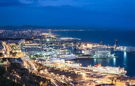 oboi  noch panorama naberezhnaya ispaniya night barselona