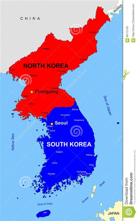 Political Map Of North And South Korea