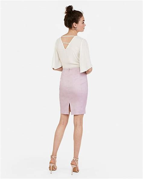 high waisted linen blend seamed pencil skirt express dresses