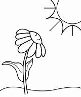 Clip Coloring Clipart Flower Sunny Spring Daisy Easy Pages Sunlight Line Sun Rainy Cliparts Rain Cartoon Flowers Border Color Library sketch template
