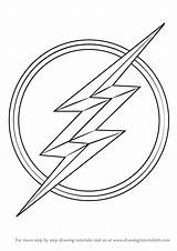 Flash Symbol Draw Drawing Coloring Step Logo Superhero Symbols Outline Sketch Logos Print Learn Pages Cartoon Printable Drawingtutorials101 Make Colouring sketch template