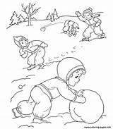 Coloring Snowball Kids Pages Printable sketch template