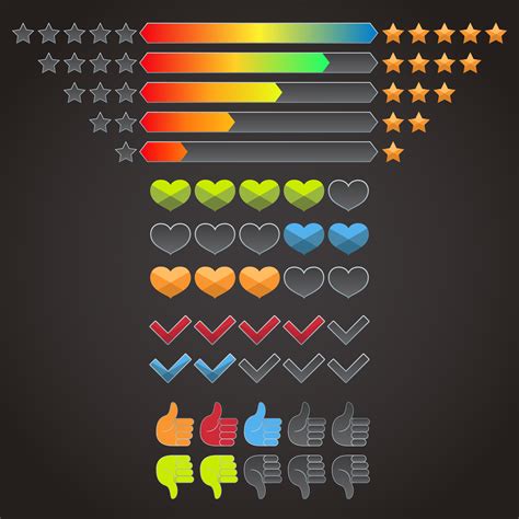 colorful rating icons set  vector art  vecteezy
