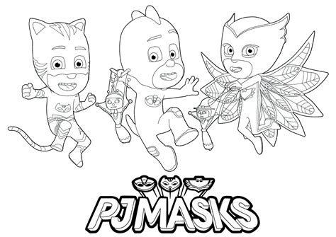pj masks logo   characters pj masks kids coloring pages
