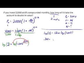 find doubling time  compound interest youtube