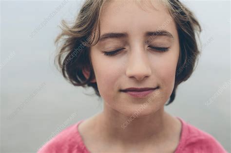 Portrait Of Happy Eleven Year Old Girl Stock Image F018 4552