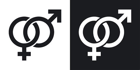 Vector Male And Female Sex Symbols Twotone Version On Black And White