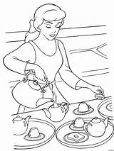 Coloring Pages Tea Cinderella Para Colorear Dibujos Disney sketch template
