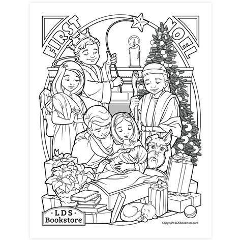 family nativity coloring page printable christmas coloring page