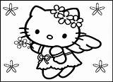Coloring Kitty Hello Pages Kids Printable sketch template