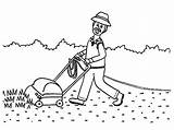 Mowing Grass Grandfather Mow Colorluna Mower sketch template
