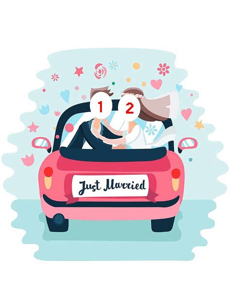 Custom Photocall Just Married Married Car Backdrops High Quality