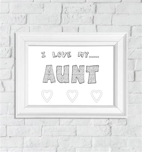 coloring page  love  aunt printable wall art print etsy
