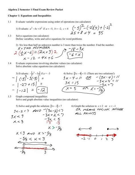 algebra review worksheets  answers worksheets master
