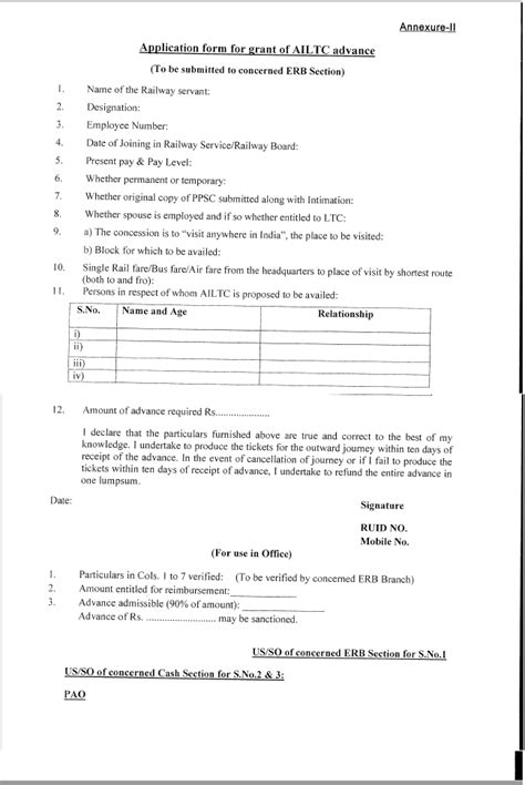 railways  india ltc application form  grant  advance central