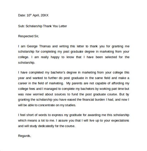 sample   letter  scholarship   ms word