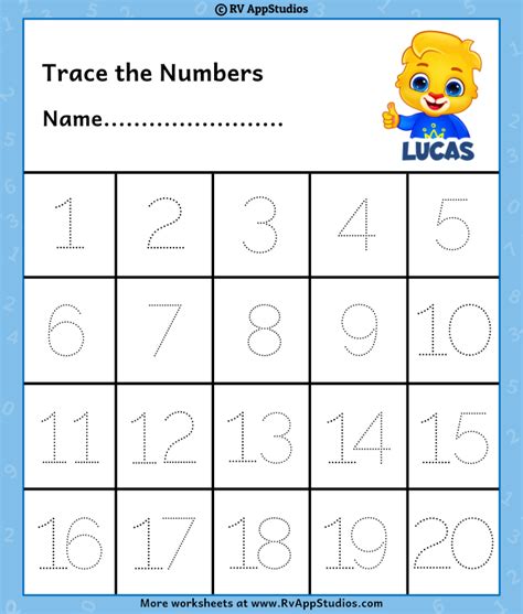 printable tracing numbers   worksheet