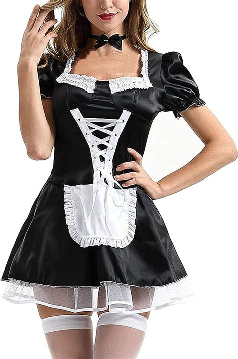 Women Sexy French Maid Dress Skirt Maid Lace Cosplay Costume Clubwear