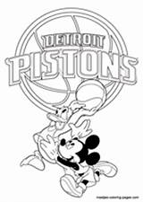 Coloring Pages Pistons Detroit Nba Disney Mickey Mouse Basketball Print sketch template