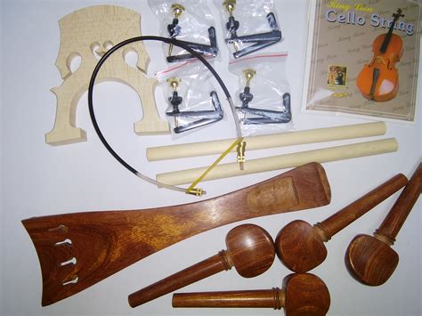 set rose wood cello parts   fine tuners cello bridge tail gut string  violin parts