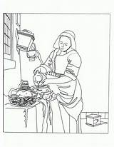 Vermeer La Lechera Johannes Coloring Arte Van Kunst Kinderen Color Pages Kleurplaten Book sketch template