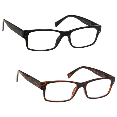 2 Packs Mens Large Designer Style Reading Glasses Spring Hinges Uv