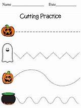Cutting Halloween Practice Fall Sheets Writing Holiday Preview sketch template