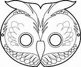 Sablon Decoplage Mask Printable Maszk Owl Masque Hibou Template Coloring sketch template