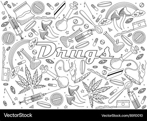drugs coloring book royalty  vector image vectorstock