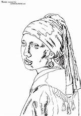 Coloring Vermeer Earring Pearl Johannes Girl Pages Famous Paintings Printable Supercoloring Rembrandt Van Earrings Rijn Online Color Painting Sheets Colouring sketch template