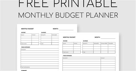 printable monthly budget planner   click