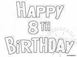 Birthday Happy 8th Coloring sketch template
