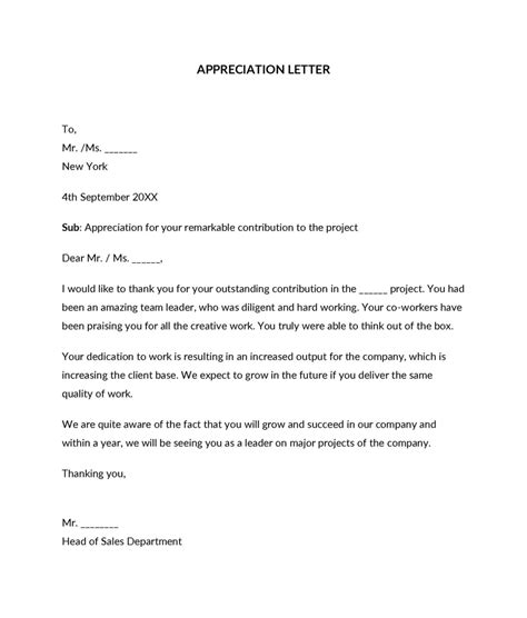 appreciation letter samples   write  templates