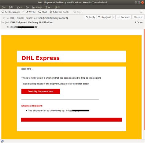 fraudulent shipment alert phony dhl express tracking   lure victims