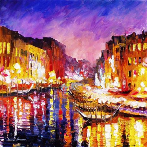 Golden Venice Palette Knife Oil Painting On Canvas By