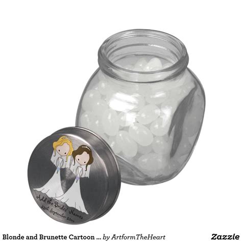 blonde and brunette cartoon brides lesbian wedding jelly