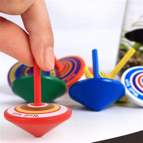 kids wooden toy funny gyro colorful toy spinning top   drawing