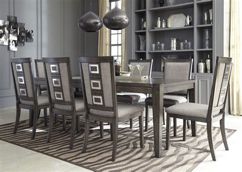 chadoni gray rectangular extendable dining room set  ashley