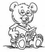 Reading Bear Clipart Book Coloring Pages Cartoon Kindergarten Library Cliparts Clip Read Clipground Favorites Add sketch template