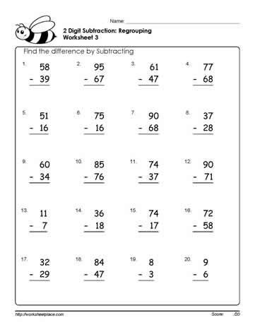 2 digit subtraction worksheet 3worksheets 2nd grade math worksheets
