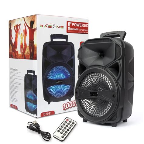 portable bluetooth speaker led   fm radiousbsd slotkaraokewith remote control