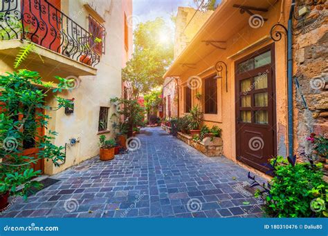 street    town  chania crete greece charming streets